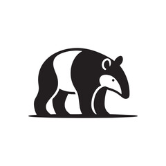 Tapir Vector Silhouette: A Majestic Silhouette Embodying the Grace and Strength of the Tapir in Vector Form, Black Tapir Illustration.