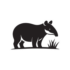 Tapir Vector Silhouette: A Majestic Silhouette Embodying the Grace and Strength of the Tapir in Vector Form, Black Tapir Illustration.