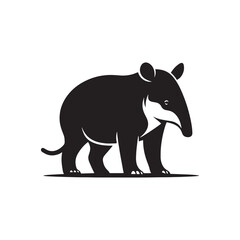 Tapir Vector Silhouette: A Majestic Silhouette Embodying the Grace and Strength of the Tapir in Vector Form, Black Tapir Illustration.