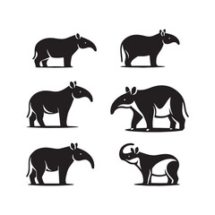 Tapir Vector Silhouette: A Majestic Silhouette Embodying the Grace and Strength of the Tapir in Vector Form, Black Tapir Illustration.
