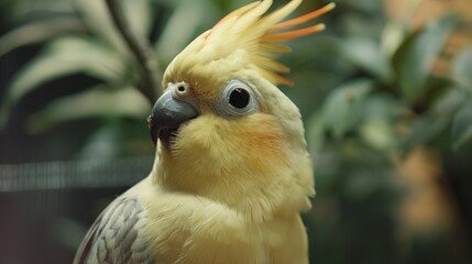Close-up portrait of a cockatiel (Nymphicus hollandicus)