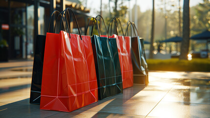 red shopping bags