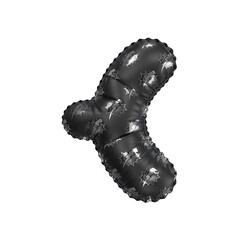 3D inflated balloon Curly braces Symbol/sign with black power lightning comic hero pattern glossy surface