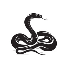 Snake Vector Silhouette: A Sinuous Silhouette Capturing the Elegance of the Snake in Vector Form, Snake Illustration.
