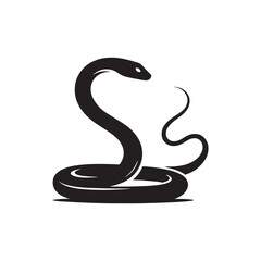Snake Vector Silhouette: A Sinuous Silhouette Capturing the Elegance of the Snake in Vector Form, Snake Illustration.