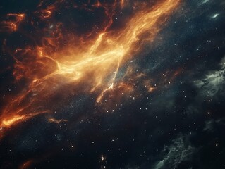 A majestic view of fiery nebulae in the deep cosmos, resembling an ethereal blaze.