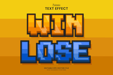 decorative editable win lose pixel text effect vector design