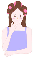 young woman who does yoga and a woman who is contemplating skin care or hair style