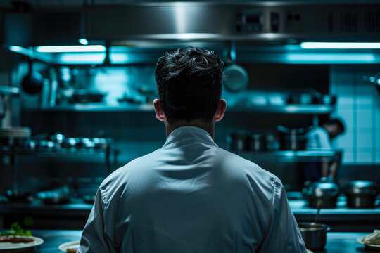 Colorful Graded Shot of Chef Facing Away