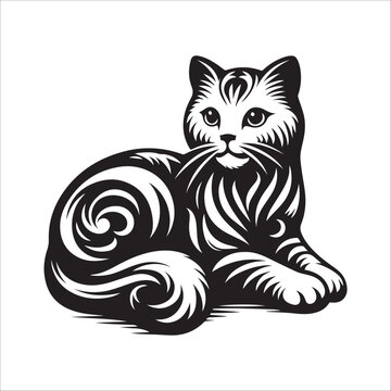 cat black and white design