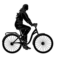 Obraz premium woman riding a bicycle silhouette, vector