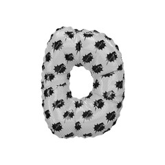 3D inflated balloon letter D with black & white power lightning comic hero pattern glossy surface