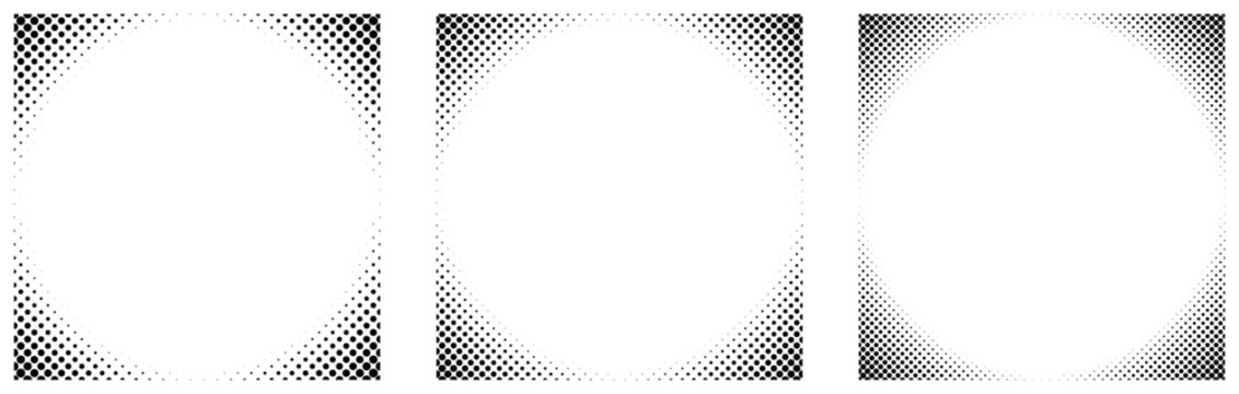 3 CARR&Eacute;S AVEC D&Eacute;GRAD&Eacute; RADIAL EN DEMI-TEINTE MONOCHROME