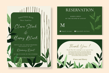 free banner vector template set of wedding invitation watercolor background cute flowers