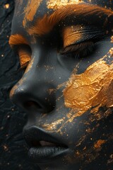 Golden Hues Abstract Face