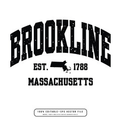 Brookline text effect vector. Editable college t-shirt design printable text effect vector	