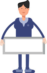 Male Doctor Character and Blank Signage
