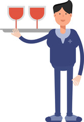 Male Doctor Character Serving Wine Illustration
