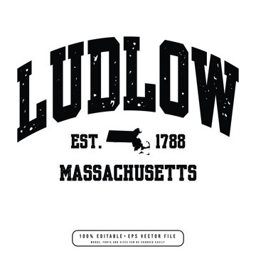 Ludlow text effect vector. Editable college t-shirt design printable text effect vector	