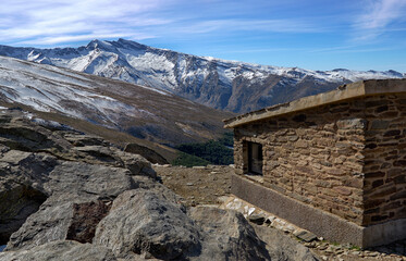 Mountain refuge in the national park of Sierra Nevada in Granada. Andalusia, Spain