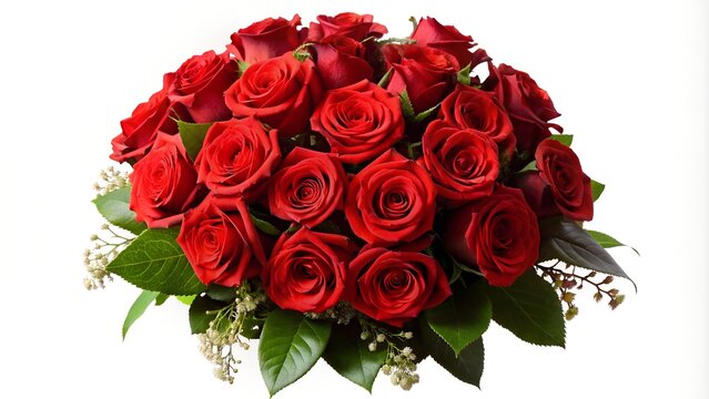Bouquet of Red Roses - Isolated Cutout Object on White Background