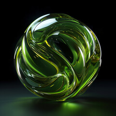 an abstract neon green sphere, in the style of vray tracing, colorful biomorphic forms сreated with Generative Ai