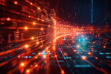 Fototapeta premium Abstract futuristic technology big data transfer or connecting