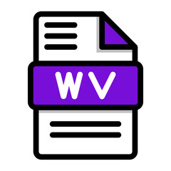 Wv file icon. flat audio file, icons format symbols. Vector illustration. can be used for website interfaces, mobile applications and software
