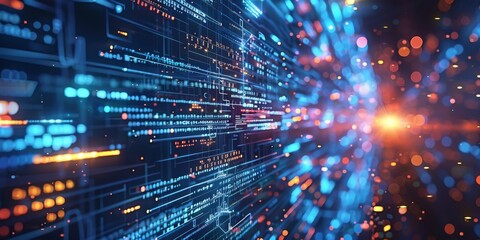 Fototapeta premium Abstract futuristic technology big data transfer or connecting