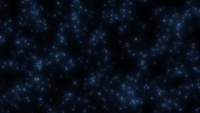 Beautiful animation loop glow blue stars particles flying motion on black abstract Background. Gold stars particle on black background motion titles cinematic background 