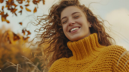 portrait of a woman in a yellow sweater