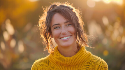 portrait of a woman in a yellow sweater