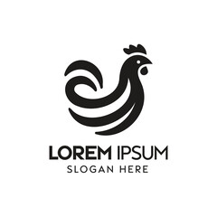 Fototapeta na wymiar Elegant Black and White Rooster Logo Design for Business Branding