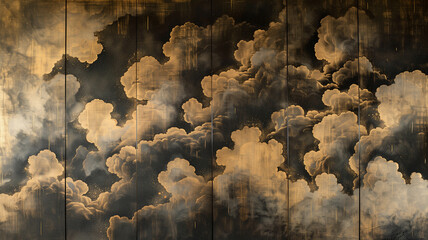 雲を描いた日本画風背景