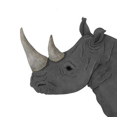 gray rhino with big horns