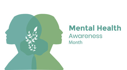 Mental health banner with text. vector illustration