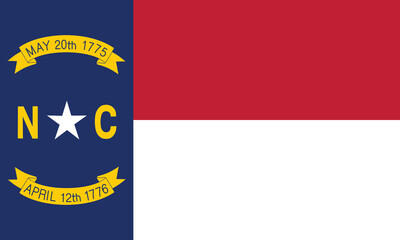 Flat Illustration of the North Carolina flag. North Carolina flag design.
