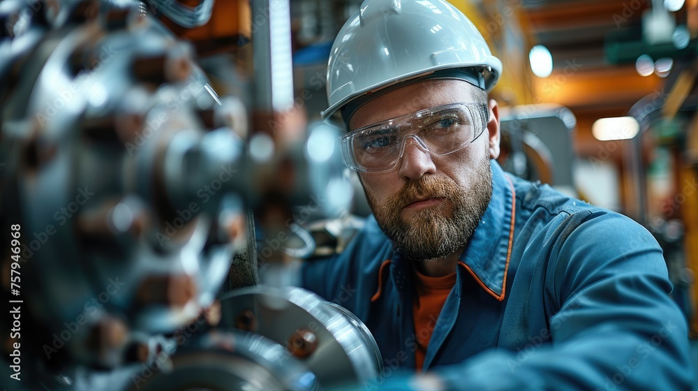Leinwandbilder engineer adjusting machinery in factory. generative ai.