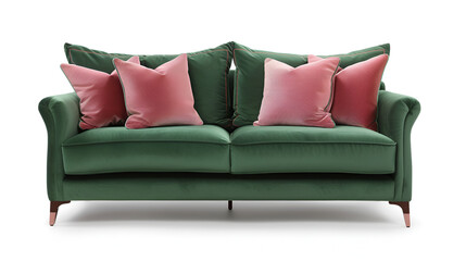 A green sofa isolated on the white background