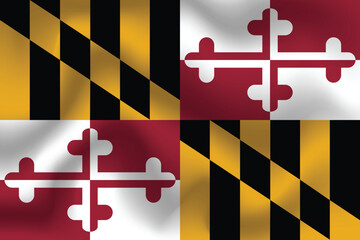 Flat Illustration of Maryland State flag. Maryland flag design. Maryland State wave flag.
 - obrazy, fototapety, plakaty