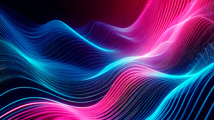 Wave background neon and lines pink and light blue