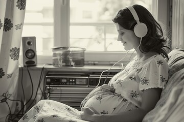 Woman Listening to Music in Room