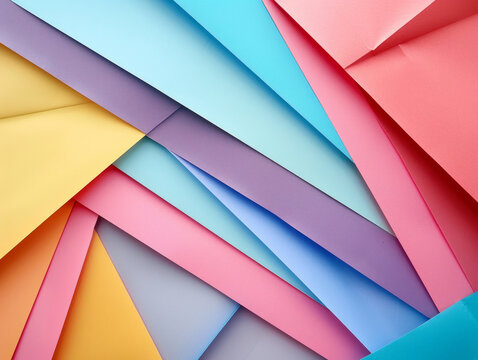 sfondo astratto di  carta colorata, composizione minimalista con forme geometriche e linee ,  colori pastello
