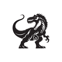 Dinosaur Vector Silhouette: A Majestic Silhouette Recalling the Era of Prehistoric Giants in Vector Form. Dinosaur black Illustration.