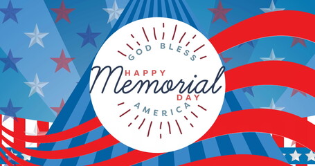 Obraz premium Image of happy memorial day text over american flag stars and stripes