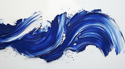a hand-painted blue brushstroke against a backdrop of pure white, each offering a different perspective or interpretation.  attractive look - obrazy, fototapety, plakaty
