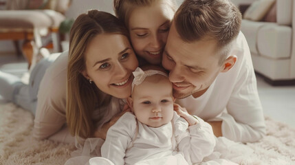 Fototapeta premium happy family in arms