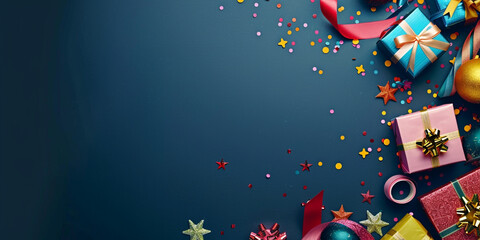 happy birthday party black background, abstract colorful background with stars