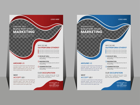 A4-sized vector template with two color scheme for the background of a corporate business flyer poster pamphlet brochure cover design