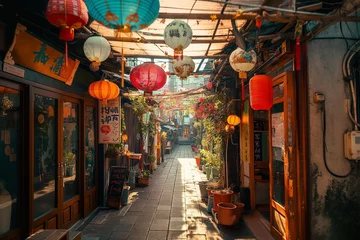 Schilderijen op glas chinese lantern in the city © SAJAWAL JUTT